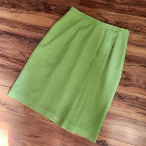 Vintage Sag Harbour Suit Skirt with Front Pleats Lime Green Size 18